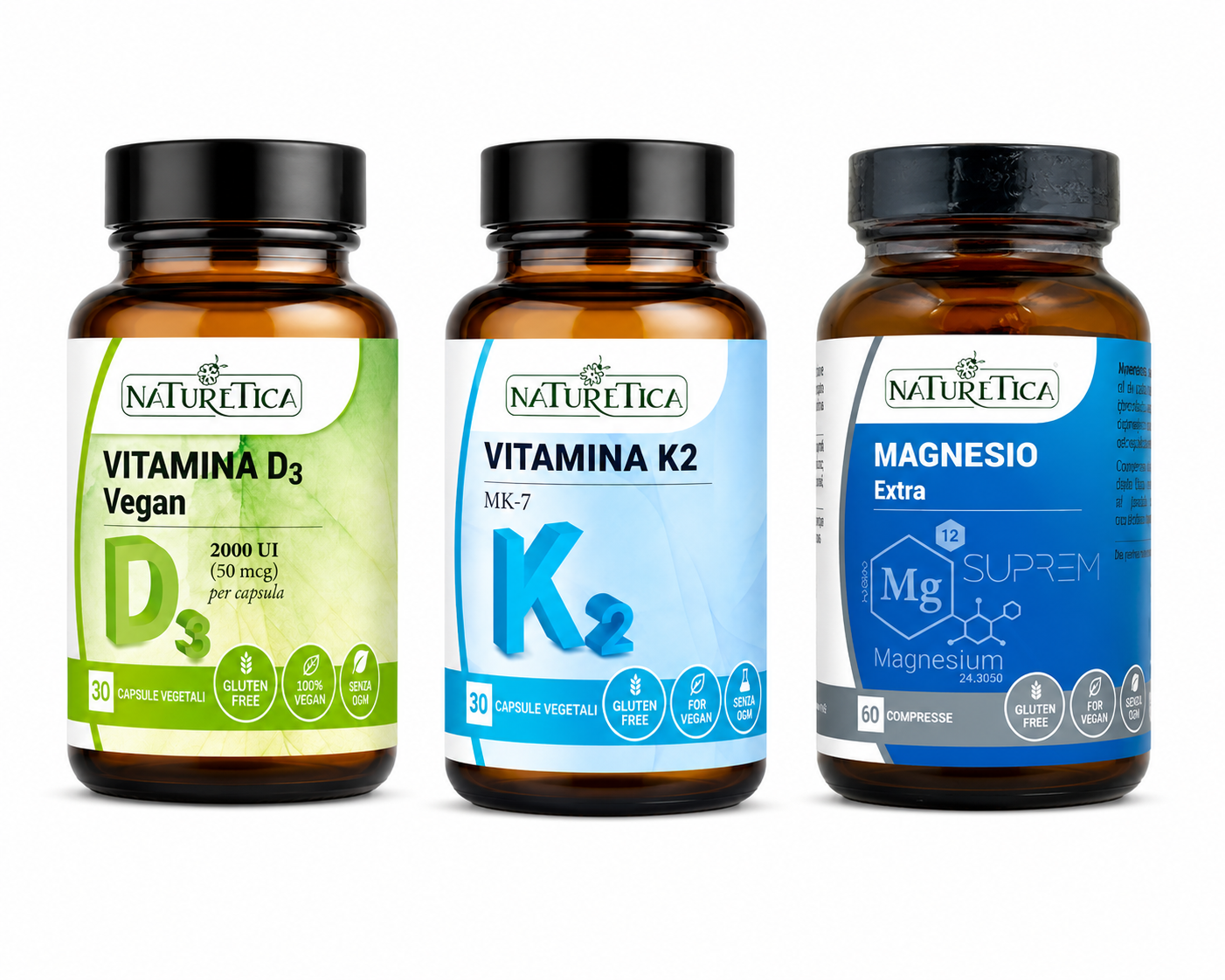 Naturetica Wellness Pack – Vitamina D3, Vitamina K2 e Magnesio